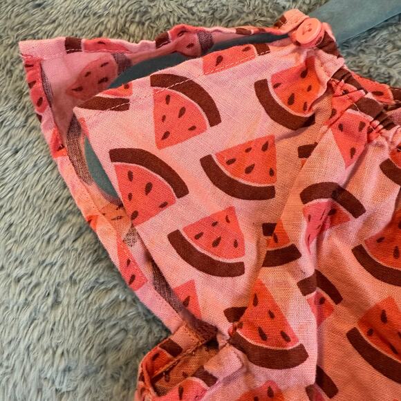 Tea Collection Watermelon Romper Linen Blend Bubble Outfit Girl 12-18 Months - Picture 3 of 7